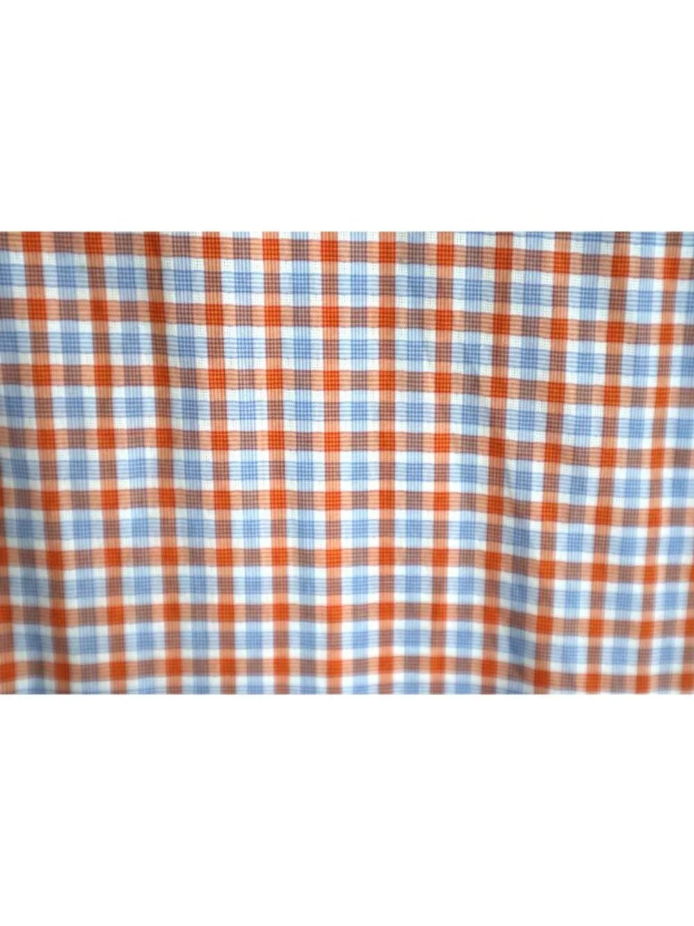 Ermenegildo Zegna Check Dress Shirt L Orange Blue Button Front Made in Italy